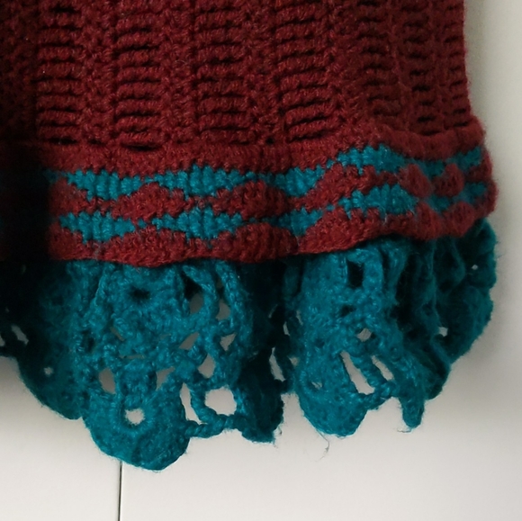 Vintage Burgundy Crochet Knit Dress - Picture 3 of 3